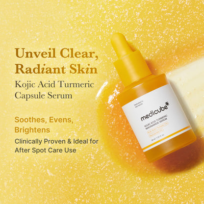 medicube Kojic Acid Turmeric Clarifying & Balancing Capsule Serum for Troubled Skin | Soothing & Brightening Facial Serum | Niacinamide & Glow.